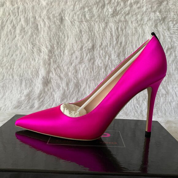 NIB SJP by Sarah Jessica Parker Fawn Satin Pumps EU 39.5 US 9 Pink Candy 100mm - Picture 9 of 16